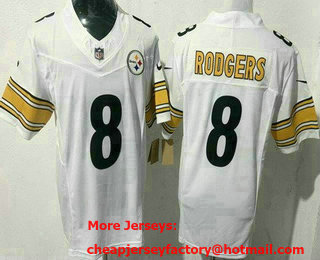 Men's Pittsburgh Steelers #8 Aaron Rodgers Limited White FUSE Vapor Jersey