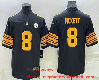 Men's Pittsburgh Steelers #8 Kenny Pickett Black 2016 Color Rush Stitched NFL Nike Limited Jersey