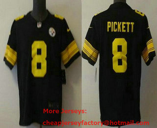 Men's Pittsburgh Steelers #8 Kenny Pickett Black 2016 Color Rush Stitched NFL Nike Limited Jersey
