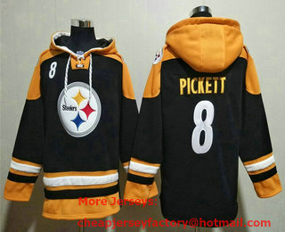 Men's Pittsburgh Steelers #8 Kenny Pickett Black Ageless Must Have Lace Up Pullover Hoodie