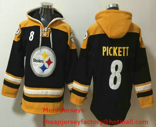 Men's Pittsburgh Steelers #8 Kenny Pickett Black Ageless Must Have Lace Up Pullover Hoodie