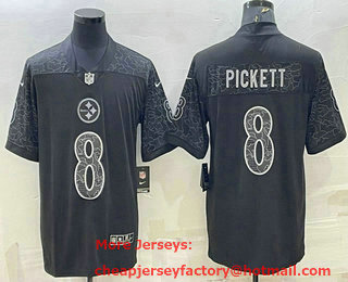 Men's Pittsburgh Steelers #8 Kenny Pickett Black Reflective Limited Stitched Football Jersey
