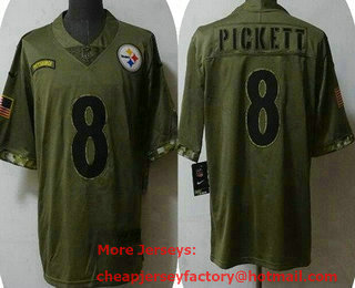Men's Pittsburgh Steelers #8 Kenny Pickett Limited Olive 2022 Salute To Service Jersey