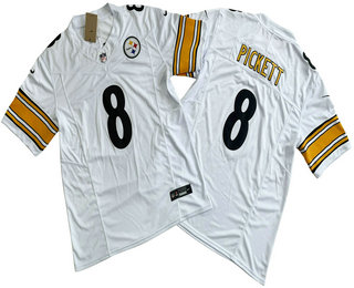 Men's Pittsburgh Steelers #8 Kenny Pickett White 2023 FUSE Vapor Limited Stitched Jersey