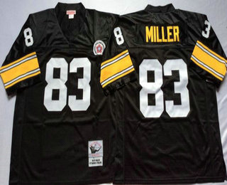 Men's Pittsburgh Steelers #83 Heath Miller Black Throwback Jersey by Mitchell & Ness