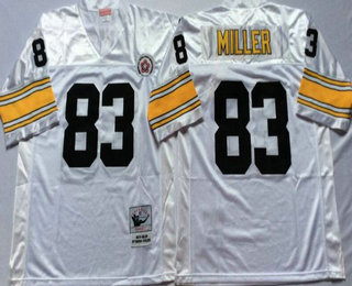 Men's Pittsburgh Steelers #83 Heath Miller White Throwback Jersey by Mitchell & Ness