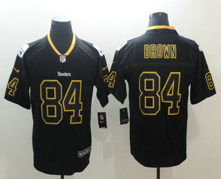 Men's Pittsburgh Steelers #84 Antonio Brown 2018 Black Lights Out Color Rush Stitched NFL Nike Limited Jersey