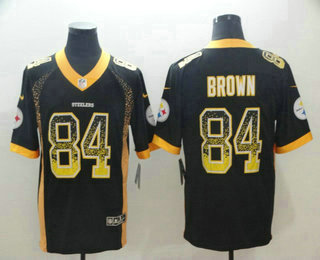 Men's Pittsburgh Steelers #84 Antonio Brown Black 2018 Fashion Drift Color Rush Stitched NFL Nike Limited Jersey