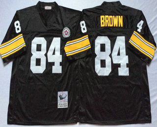 Men's Pittsburgh Steelers #84 Antonio Brown Black Throwback Jersey by Mitchell & Ness