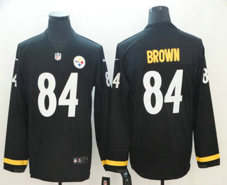 Men's Pittsburgh Steelers #84 Antonio Brown Nike Black Therma Long Sleeve Limited Jersey