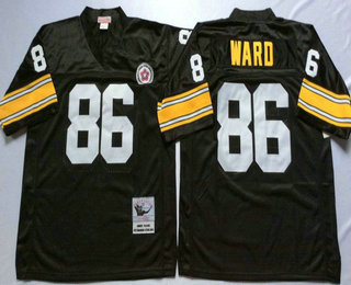 Men's Pittsburgh Steelers #86 Hines Ward Black Throwback Jersey by Mitchell & Ness