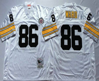 Men's Pittsburgh Steelers #86 Hines Ward White Throwback Jersey by Mitchell & Ness