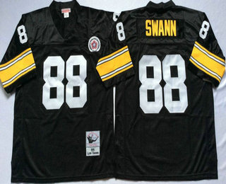 Men's Pittsburgh Steelers #88 Lynn Swann Black Throwback Jersey by Mitchell & Ness