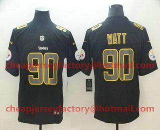 Men's Pittsburgh Steelers #90 T. J. Watt Black 2018 Fashion Impact Black Color Rush Stitched NFL Nike Limited Jersey