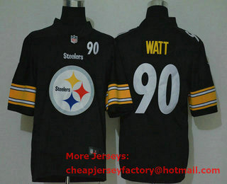 Men's Pittsburgh Steelers #90 T. J. Watt Black 2020 Big Logo Number Vapor Untouchable Stitched NFL Nike Fashion Limited Jersey