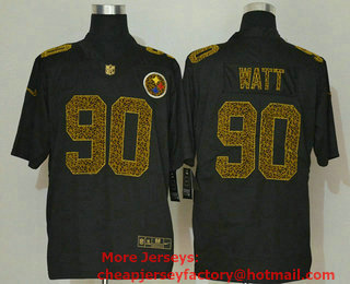 Men's Pittsburgh Steelers #90 T. J. Watt Black 2020 Nike Flocked Leopard Print Vapor Limited NFL Jersey
