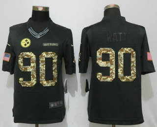 Men's Pittsburgh Steelers #90 T. J. Watt Black Anthracite 2016 Salute To Service Stitched NFL Nike Limited Jersey