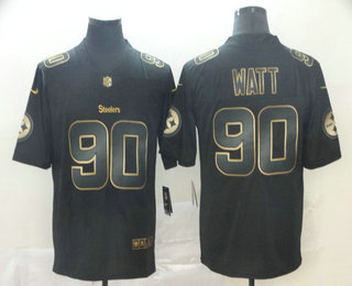 Men's Pittsburgh Steelers #90 T. J. Watt Black Gold 2019 Vapor Untouchable Stitched NFL Nike Limited Jersey
