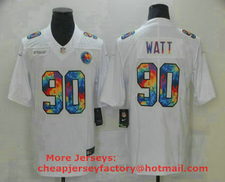 Men's Pittsburgh Steelers #90 T. J. Watt Multi-Color White 2020 NFL Crucial Catch Vapor Untouchable Nike Limited Jersey