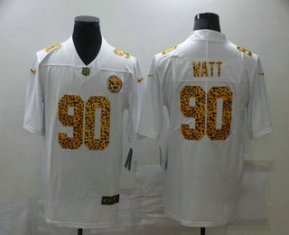 Men's Pittsburgh Steelers #90 T. J. Watt White 2020 Nike Flocked Leopard Print Vapor Limited NFL Jersey