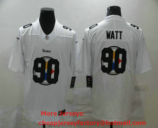 Men's Pittsburgh Steelers #90 T. J. Watt White 2020 Shadow Logo Vapor Untouchable Stitched NFL Nike Limited Jersey
