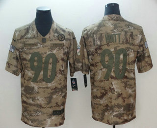 Men's Pittsburgh Steelers #90 T.J. Watt 2018 Camo Salute to Service Stitched NFL Nike Limited Jersey