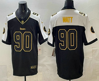 Men's Pittsburgh Steelers #90 TJ Watt Black Thanksgiving FUSE Vapor Limited Stitched Jersey