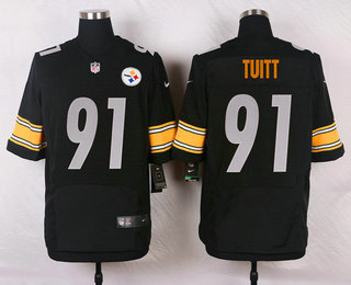 Men's Pittsburgh Steelers #91 Stephon Tuitt Black Team Color NFL Nike Elite Jersey