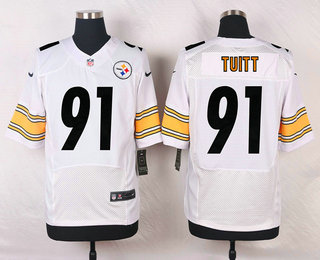 Men's Pittsburgh Steelers #91 Stephon Tuitt White Road NFL Nike Elite Jersey