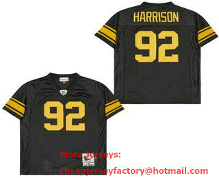 Men's Pittsburgh Steelers #92 James Harrison Black Yellow Throwback Jersey