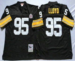 Men's Pittsburgh Steelers #95 Greg Lloyd Black Throwback Jersey by Mitchell & Ness
