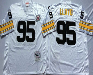 Men's Pittsburgh Steelers #95 Greg Lloyd White Throwback Jersey by Mitchell & Ness