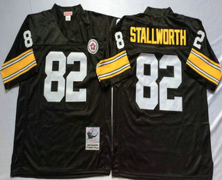 Men's Pittsburgh Steelers# 82 John Stallworth Black Throwback Jersey by Mitchell & Ness
