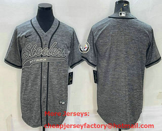 Men's Pittsburgh Steelers Blank Grey Gridiron Cool Base Stitched Baseball Jersey