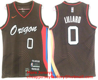 Men's Portland Trail Blazers #0 Damian Lillard Black Nike 2021 Swingman City Edition Jersey