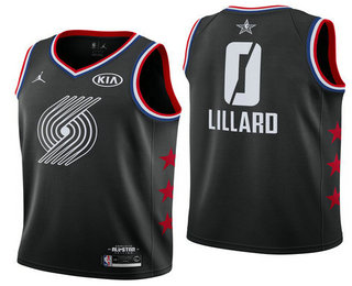 Men's Portland Trail Blazers #0 Damian Lillard Brand Black 2019 All-Star Game Swingman Jersey With The Sponsor Logo