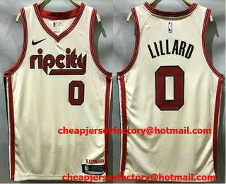 Men's Portland Trail Blazers #0 Damian Lillard Cream 2020 City Edition Swingman Printed NBA Jersey