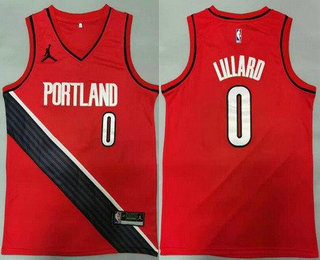 Men's Portland Trail Blazers #0 Damian Lillard Red 2021 Brand Jordan Swingman Stitched NBA Jersey