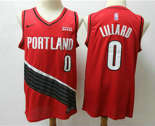 Men's Portland Trail Blazers #0 Damian Lillard Red Nike 2020 New Season Swingman City Edition Jersey With The Sponsor Logo