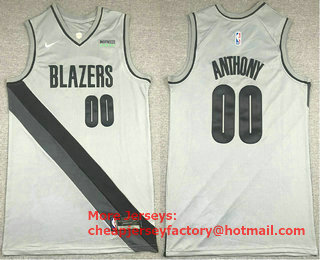 Men's Portland Trail Blazers #00 Carmelo Anthony Grey Nike Swingman 2021 Earned Edition Stitched Jersey
