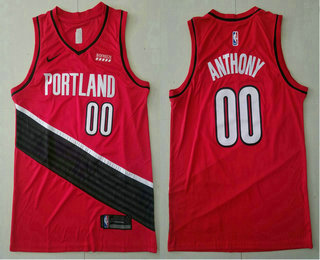 Men's Portland Trail Blazers #00 Carmelo Anthony Red Nike 2020 New Season Swingman City Edition Jersey With The Sponsor Logo
