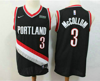 Men's Portland Trail Blazers #3 C.J. McCollum Black Nike Swingman 2018 Stitched Jersey With The Sponsor Logo