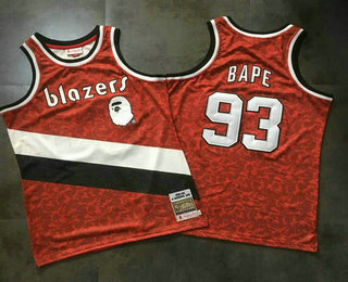 Men's Portland Trail Blazers #93 Bape Mitchell & Ness x BAPE Red AU Jersey