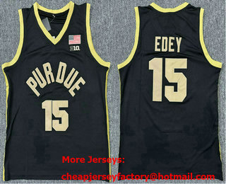 Men's Purdue Boilermakers #15 Zach Edey Black College Basketball Jersey