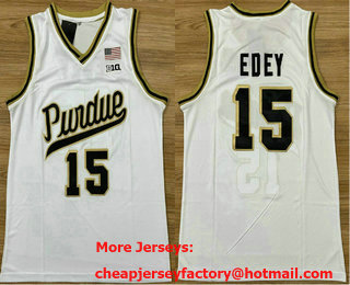 Men's Purdue Boilermakers #15 Zach Edey White College Basketball Jersey 02
