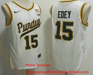 Men's Purdue Boilermakers #15 Zach Edey White College Basketball Jersey