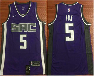 Men's Sacramento Kings #5 De'Aaron Fox Purple 2017-2018 Nike Swingman Stitched NBA Jersey