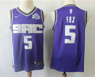 Men's Sacramento Kings #5 De'Aaron Fox Purple 2018 Nike Swingman Stitched NBA Jersey With The Sponsor Logo