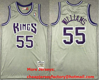 Men's Sacramento Kings #55 Jason Williams 2000-01 Grey Hardwood Swingman Stitched Throwback Jersey