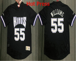 Men's Sacramento Kings #55 Jason Williams Black Short Sleeved Hot Press Swingman Throwback Jersey